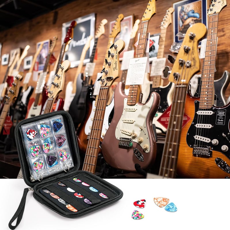 Procase Guitar Pick Case, Pick Holder Stores 84 pcs Guitar Picks Collection Pick Storage Album Book Pick Display Water-Resistant, Durable EVA Material Bag for Guitar Player -Black - Image 5
